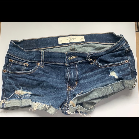 Abercrombie & Fitch Pants - A&F Distressed Rolled Denim Shorts